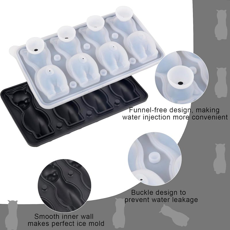 Nerien Alpaca Ice Cube Tray Mold - 3D Alpaca Shape Ice Cube Trays, Cute Ice Cube Molds for Whiskey Bourbon, 4-Hole Large Fun Shapes Ice Cube Trays, Funny Alpaca Gifts for Alpaca Lovers Women Men - Image 3